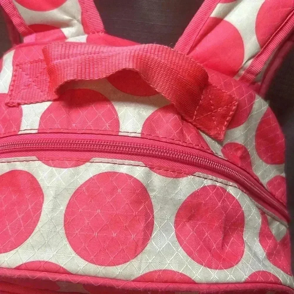 Thirty-One Mod Coral Polka Dot backpack Monogram M